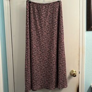 Floral elastic waist long skirt